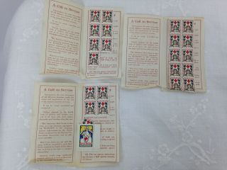 Us Christmas Seals Stamps 1918 One Complete Two Partial Booklets Red Cross 1919