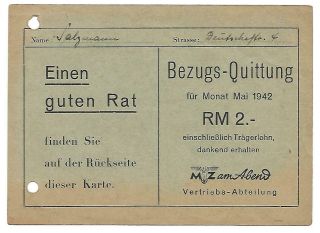 Wwii,  Lorraine: Subscription Fee For A Local Newspaper (metz Am Abend)