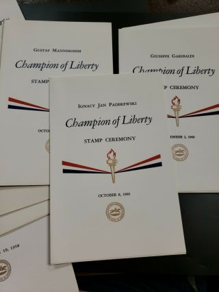 Us Stamp Ceremony Programs Champions Of Liberty X10 1957 - 1961 Issues