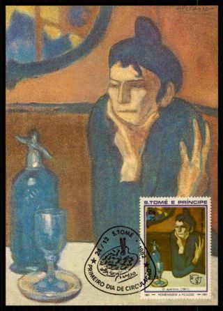 S.  Tome Mk 1982 Art Picasso Painter Painting Carte Maximum Card Mc Cm M1432