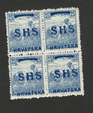 Croatia - Shs Yugoslavia - Mnh - Block Of 4 Stamps,  25 F - 1918.