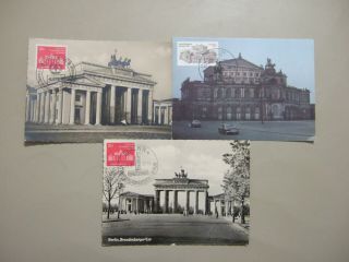 Three Germany Maxi Cards:brandenburg Gate&tor 1958,