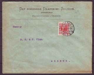 D1674/ Denmark Perfin (maltese Cross) Cover Odense Branch 1912