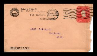 Dr Jim Stamps Us Uct Columbus Ohio Embossed Cover 1906 Backstamp