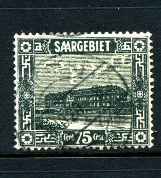 Saar 1922 75c Green & Yellow Fine,  Sg93 Cat £39 - Difficult Stamp
