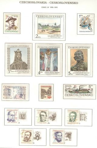Czechoslovakia,  Selection From 1990 - 1991 In Mixed (mostly Mnh)
