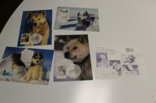 1994 Aat Antarctic The Last Huskies Stamp Maxi Card Set Of 4