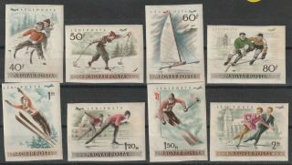 Hungary 1955 Wintersport Mi 1409/1416 Imperforated Vf Unmounted Mnh