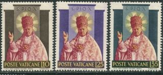 Vatican Sc 182 - 184 1954 St.  Pius X Complete Set Og Nh