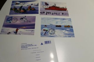 1998 Aat Antarctic Transport Stamp Maxi Card Set Of 4