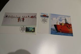 1991 Aat Antarctic Aurora Stamp Maxi Card Set Of 2