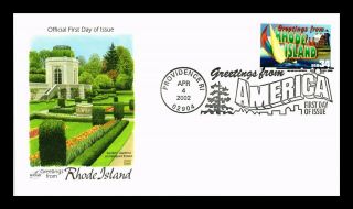 Dr Jim Stamps Us Rhode Island Greetings From America First Day Cover