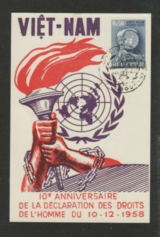 Vietnam 1958 Un Human Rights Declaration Anniversary Maximum Card