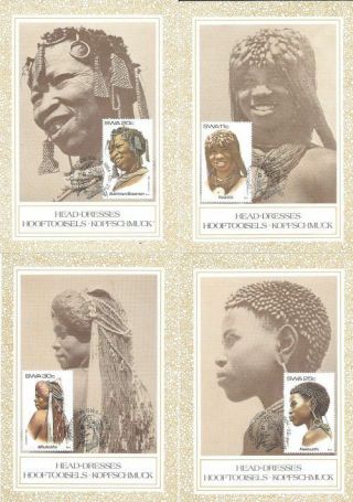 South West Africa 1984 Headdress Set Of 4 Maxi Cards