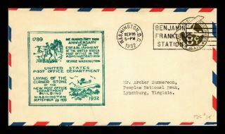 Us Cover Air Mail 8c Postal Stationery Uc7 Fdc 143rd Anniversary Post Office
