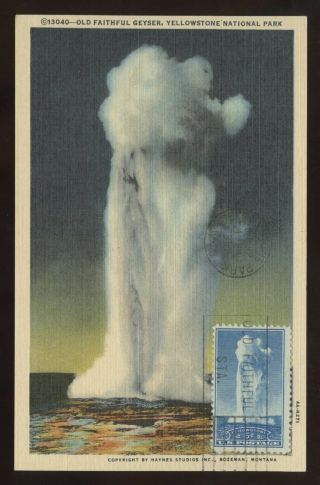Maximum Maxi Card Postcard Old Faithful Geyser,  Yellowstone Np Cancel 1959