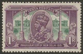India 1931 Kgv Inauguration Of Delhi 1r Violet And Green Sg231w Cat £25