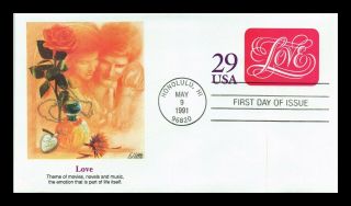 Us Cover Love 29c Postal Stationery Fdc Fleetwood Cachet