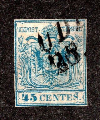Lombardy - Venetia 45 Centes.  Imperf.  " C.  B.  Mills " Stamped On Back Fz1531