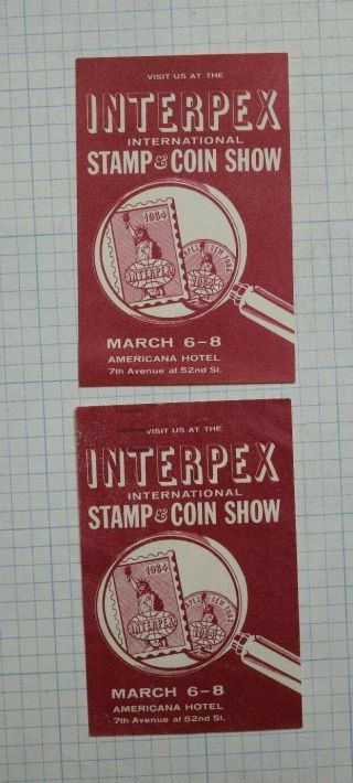 Interpex Intl Stamp & Coin Show 1964 Souvenir Label Ad
