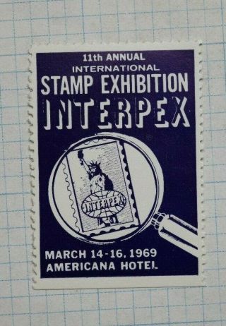 1969 Interpex 11th Annual Intl Stamp Expo Event Souvenir Label Ad