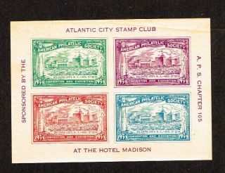 Usa Souvenir Sheet 1934 Convention Atlantic City Hotel Madison Mnh Lot 148