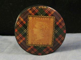 Macbeth Antique Victorian Mauchline Ware Wooden Penny Red Postage Stamp Box
