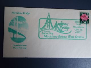 1989 Mackinac Bridge Commemorative Envelope,  Labor Day Bridge Walk