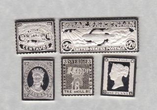 Five Silver Stamp Ingots In Near