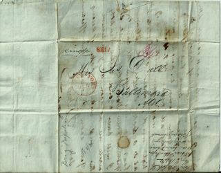 Us - 1842 Ship Mail - Letter York To - Baltimore - See Photos For Contents