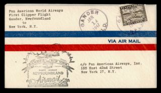 Dr Who 1947 Gander Newfoundland To Ny First Flight Air Mail C134966