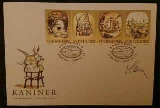 Sweden - Fdc Rabbits With Real Signature - Slania