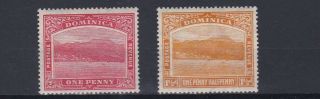 Dominica 1921 - 22 S G 63,  64 Values To 1 1/2d Orange Mh