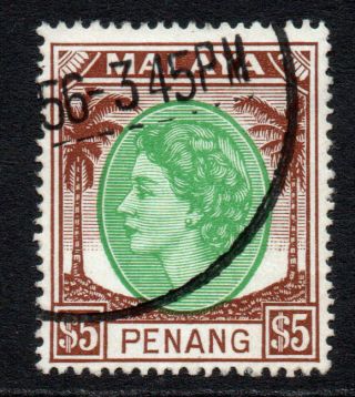 Penang (malaya) 5 Dollar Stamp C1954 - 57