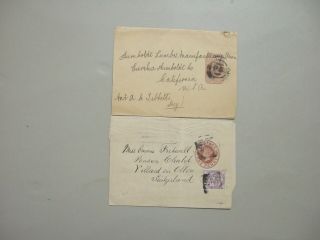 Two Old Wrappers Postal Stationery W/different Queen Victoria Printed Stamps