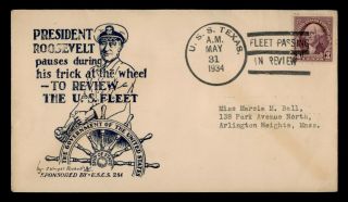 Dr Who 1934 Uss Texas Naval Ship Roosevelt Fleet Review Uscs Cachet E70652