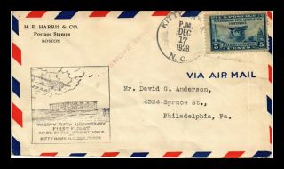 Us Cover Airmail Wright Brothers First Flight Kitty Hawk 25th Anniversary