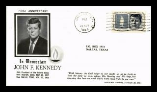 Dr Jim Stamps Us John F Kennedy Assassination Anniversary Cover 1964