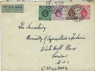Hong Kong 1934 4c Stationery Envelope Uprated To London