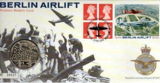 Berlin Airlift 50th Anniversary Fdc 12 - 5 - 99,  Brilliant Airlift Medallion F8