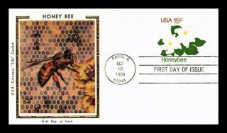 Dr Jim Stamps Us Honeybee Embossed Fdc Postal Stationery Cover Colorano Silk