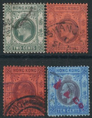 H165) Hong Kong.  1904/06.  Sg 77,  78,  78a,  81.  Royalty.