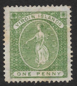 British Virgin Islands 1878 1d Green Sg 22 : : Cat Value £85
