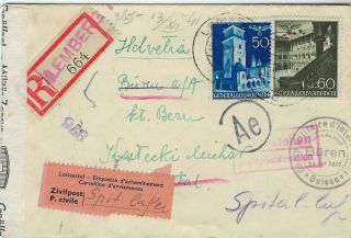 Poland 1941 Registered 2 X Censored Cover Lemberg To Switzerland
