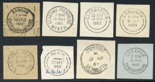 Gb 1959 - 1968 Postmarks Circular Date Stamps Cds On Piece: Wales