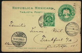 Mexico 2 Cent Green Indicium Postal Card,  Uprated By 2c Stamp