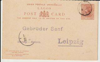 Lagos - Qv.  1½d Postcard,  Reply 1892