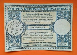 Coupon Response International.  50 Centimes.  Switzerland.  1956.