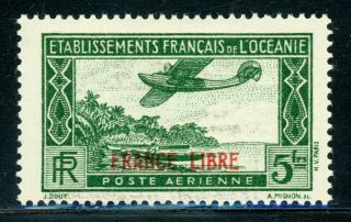 French Polynesia Mh Selections: Scott C2 5fr Air Post France Libre Cv$7,