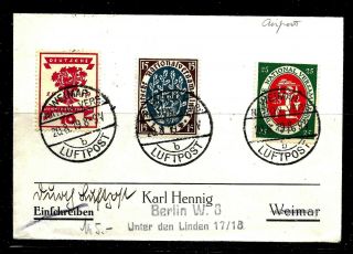 Hick Girl Stamp - Old German Sc 105 - 07 On 1919 Airmail Envelope Yy